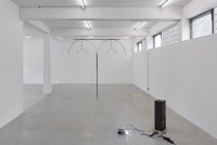 <p><em>The left is formed from the right</em>, 2017<br />
Steel, strings of light,<br />
each 360 × 280 cm<br />
Kunsthaus L6, Freiburg, DE<br />
Image: Bernhard Strauss</p>